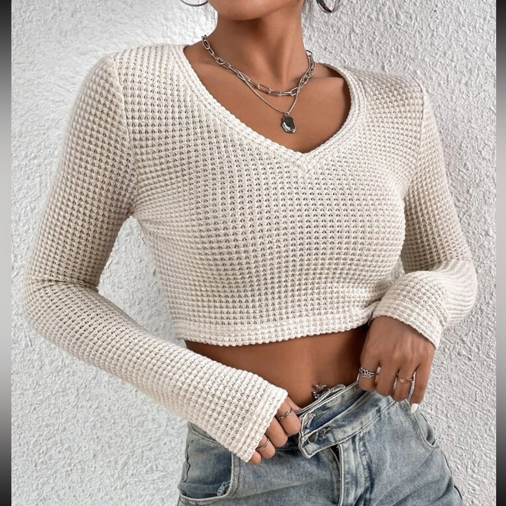 Waffle knit crop top